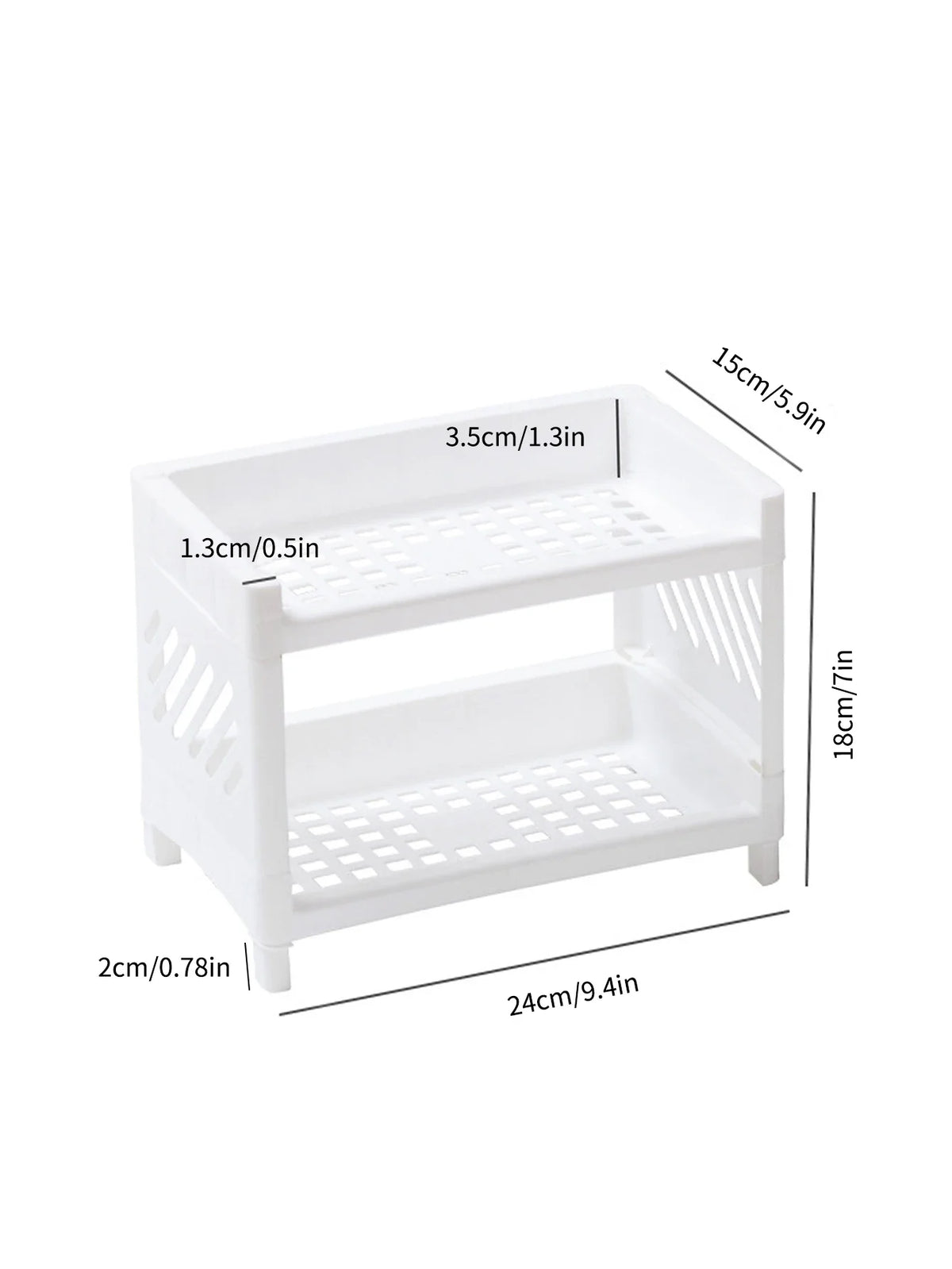 Double layer storage rack in pink, blue or white plastic, view 10