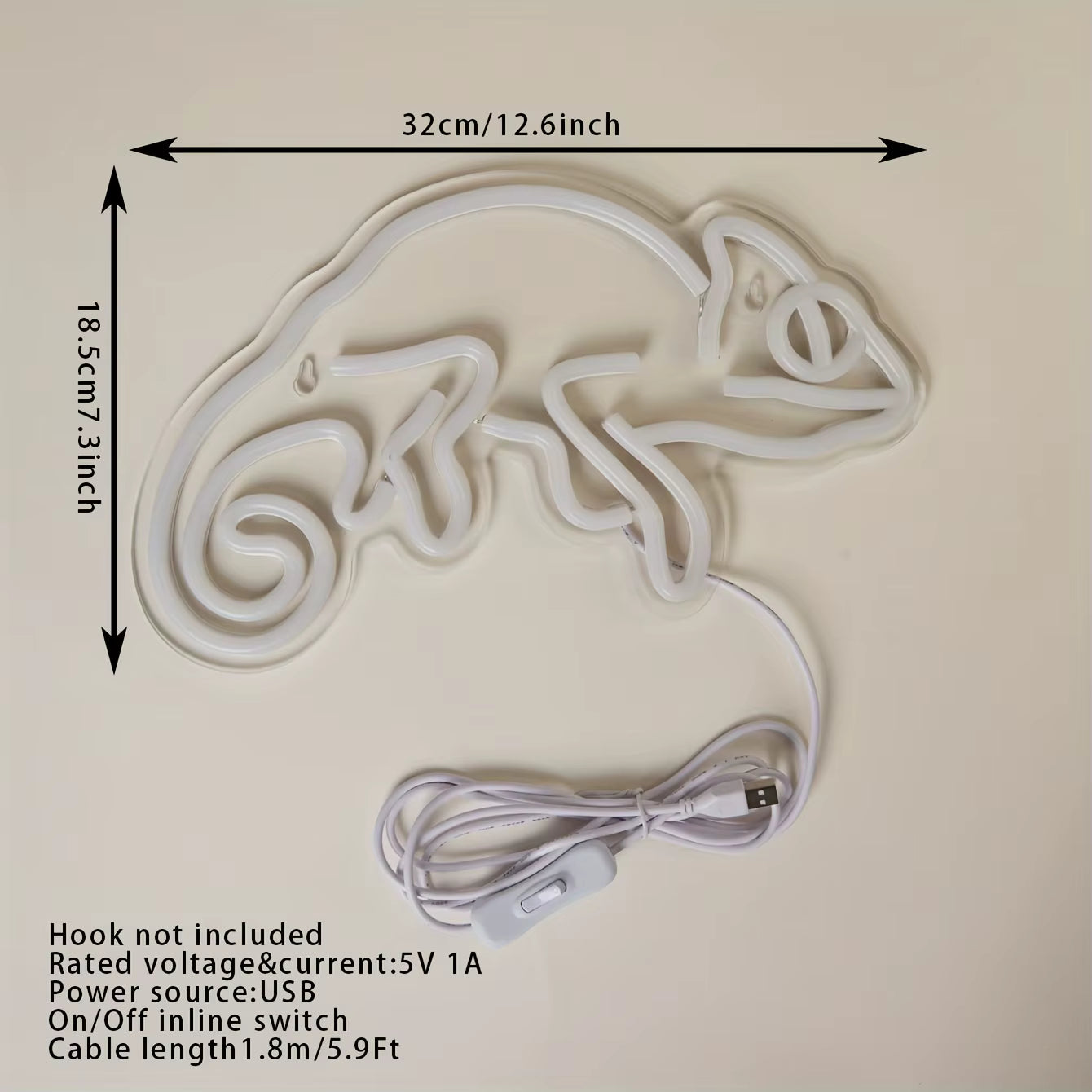 USB powered chameleon neon light party decor