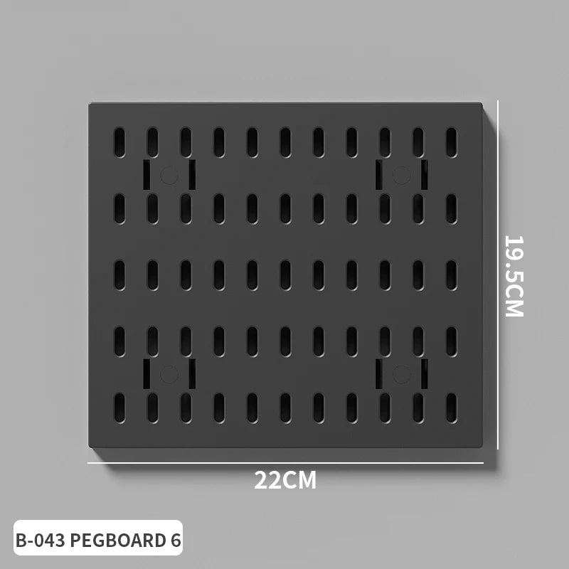 Black gaming pegboard wall organiser with holders, view 34