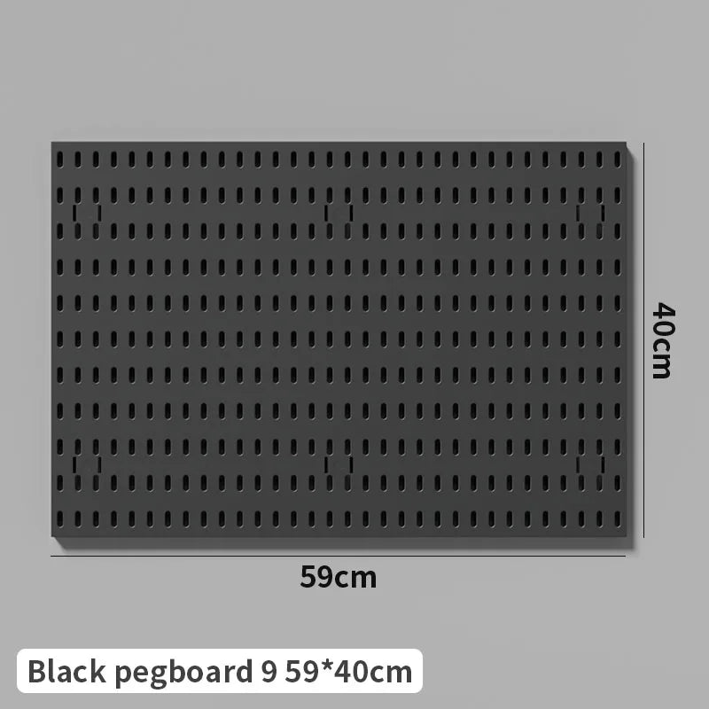 Black gaming pegboard wall organiser with holders, view 45