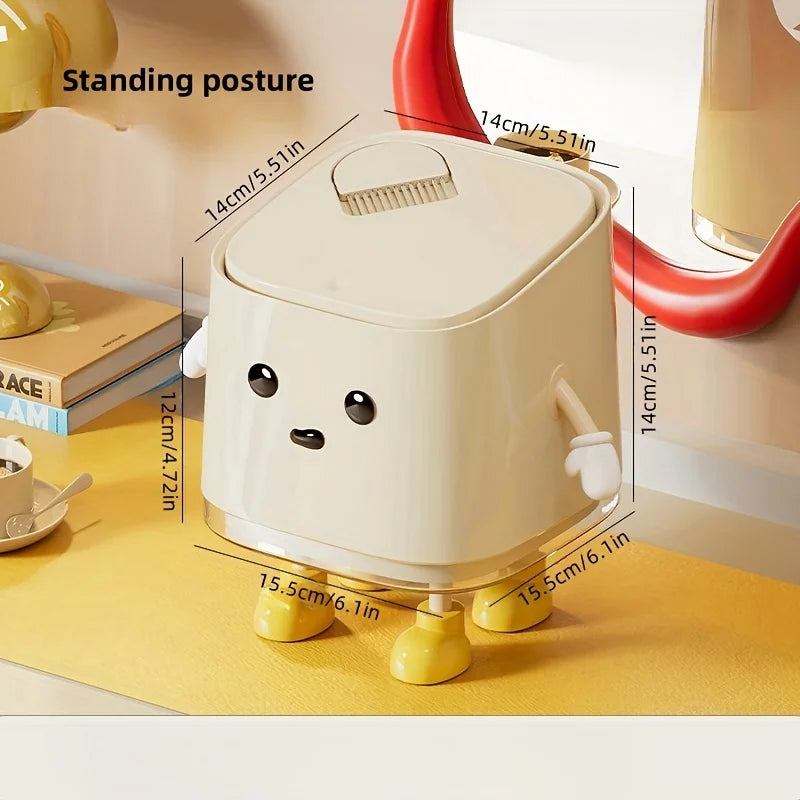 Compact bin and brush set on a tidy desk