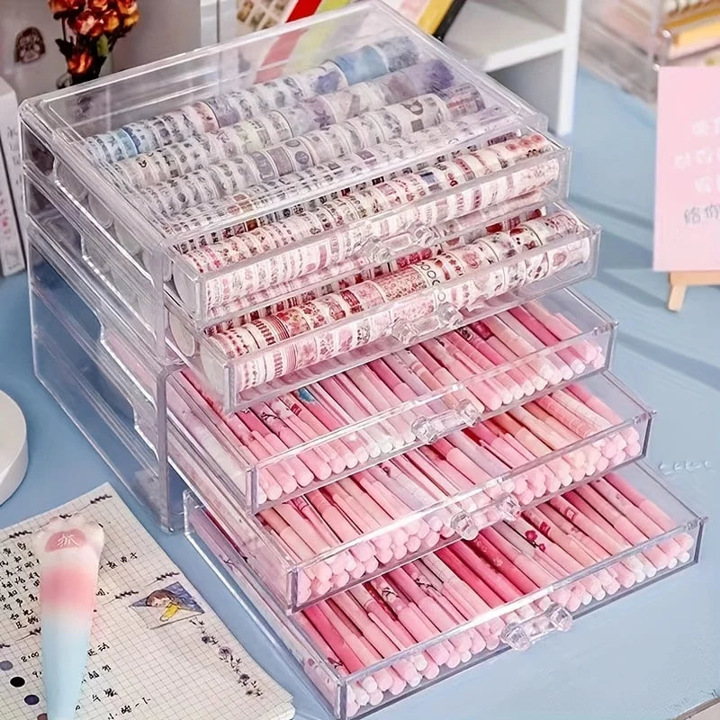 Clear plastic desk drawers, stackable drawer unit