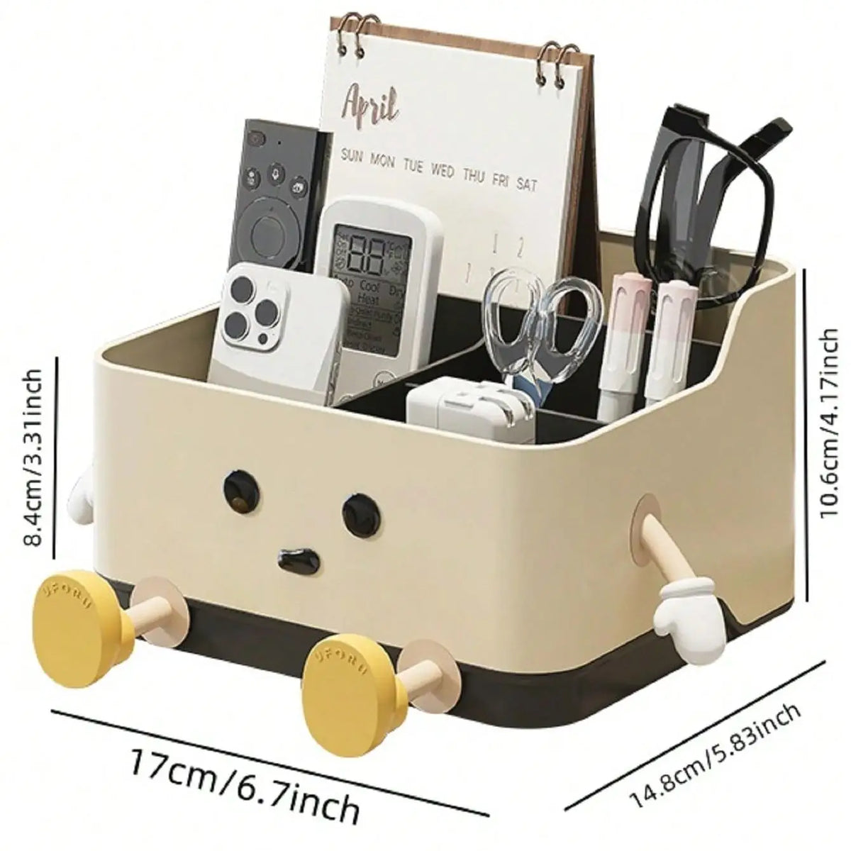 Upright makeup storage box filled with brushes