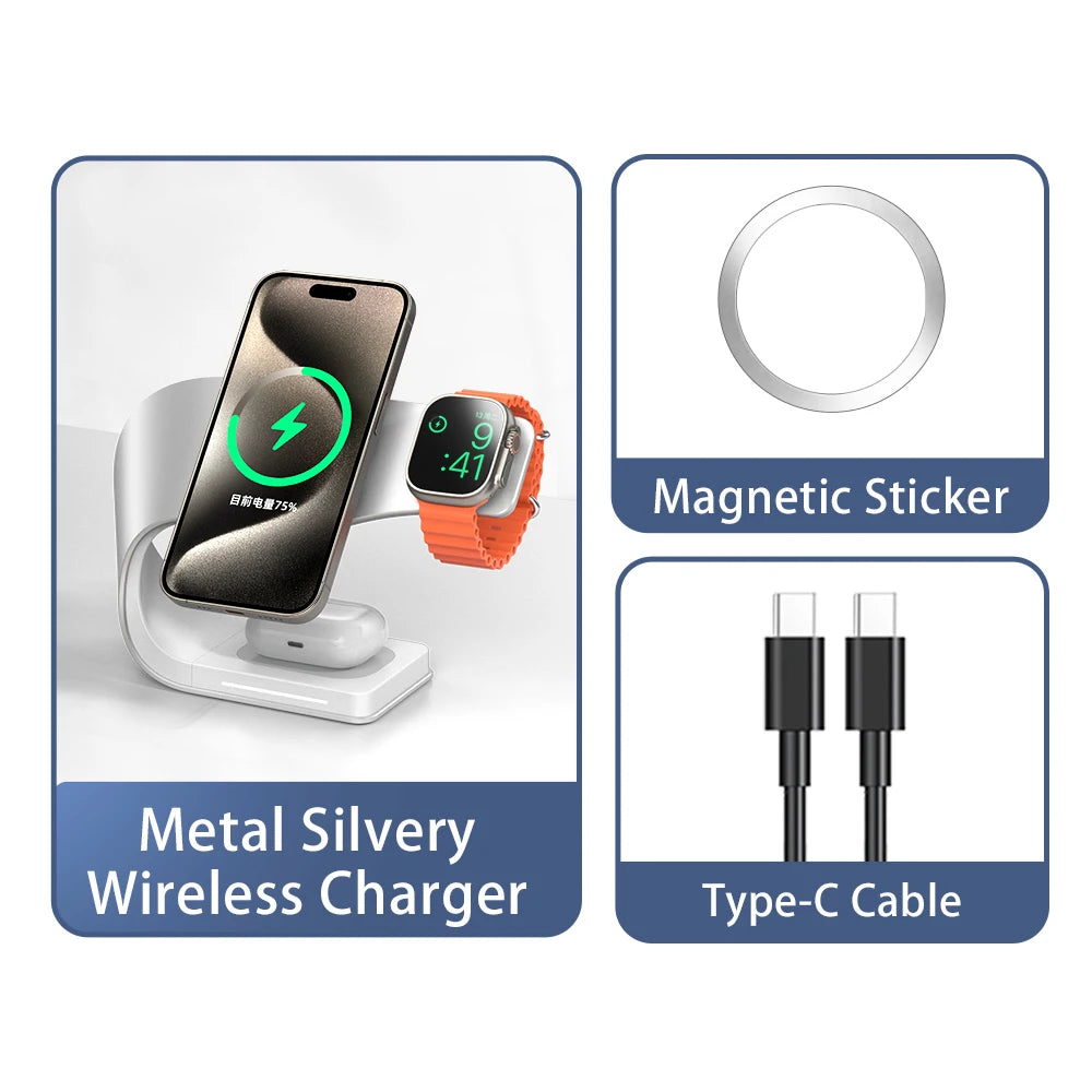 Metal bodied 4 in 1 magnetic wireless charger, view 10