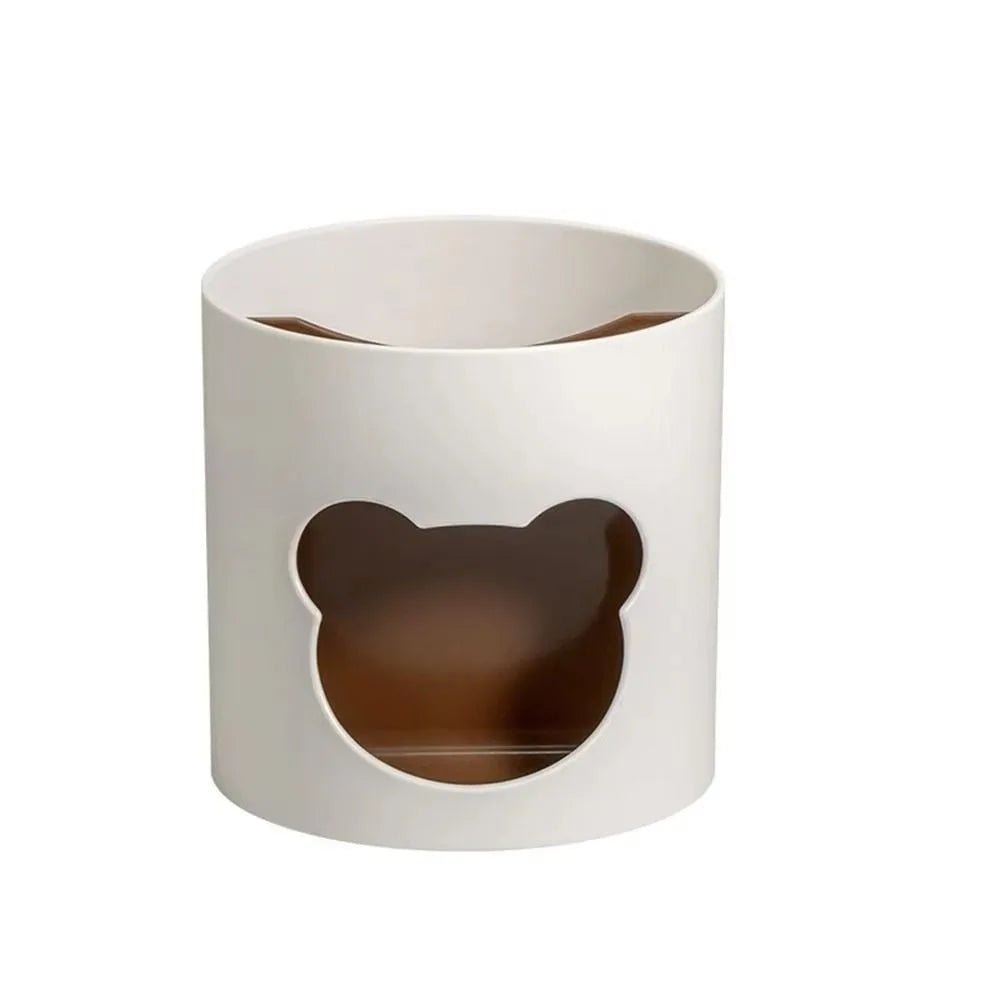 Round plastic pen holder with a small bear design, view 12