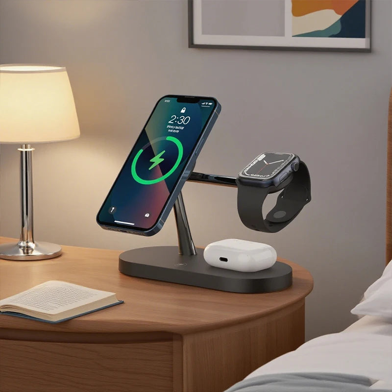 3 in 1 magnetic wireless charging station, view 2