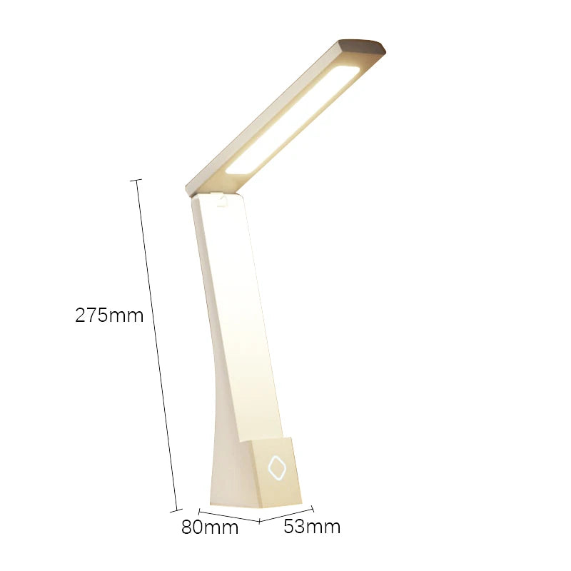 USB cable connected to the 5V folding desk lamp
