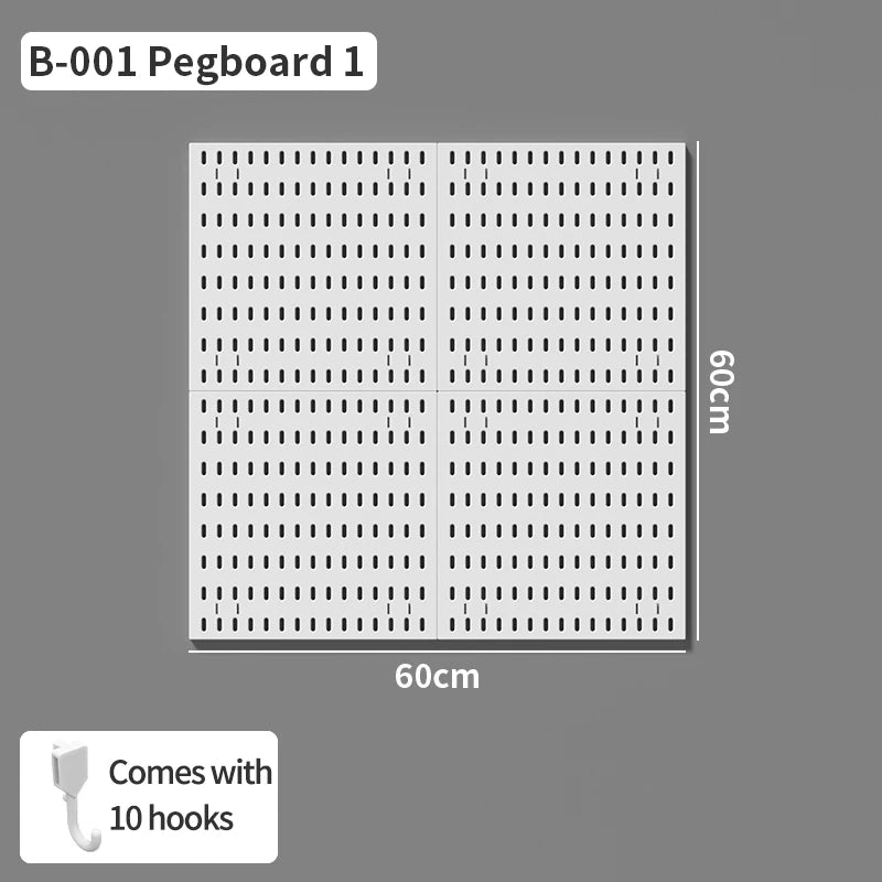 Wall pegboard with hooks, baskets and accessories, view 60