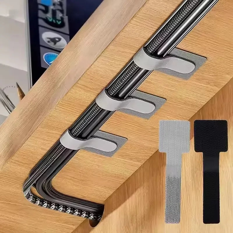 Reusable cable ties holding a bundle of cords together
