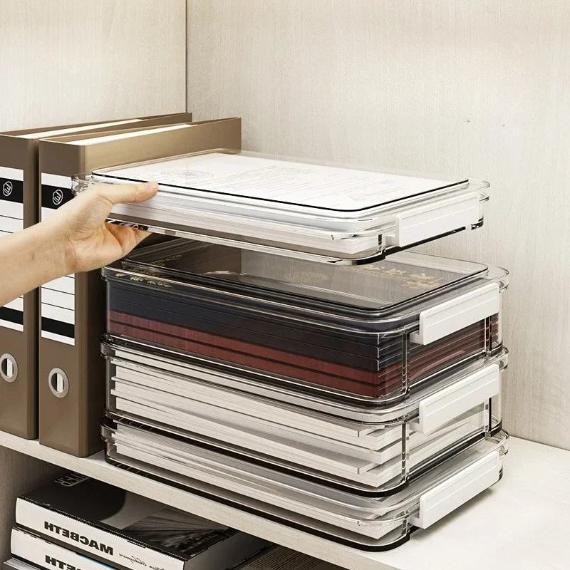 Clear A4 document box for paper storage, view 2