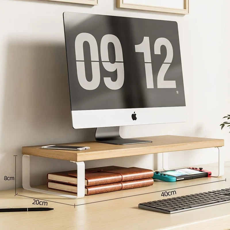 Monitor riser with storage, iron frame and wooden top, view 9