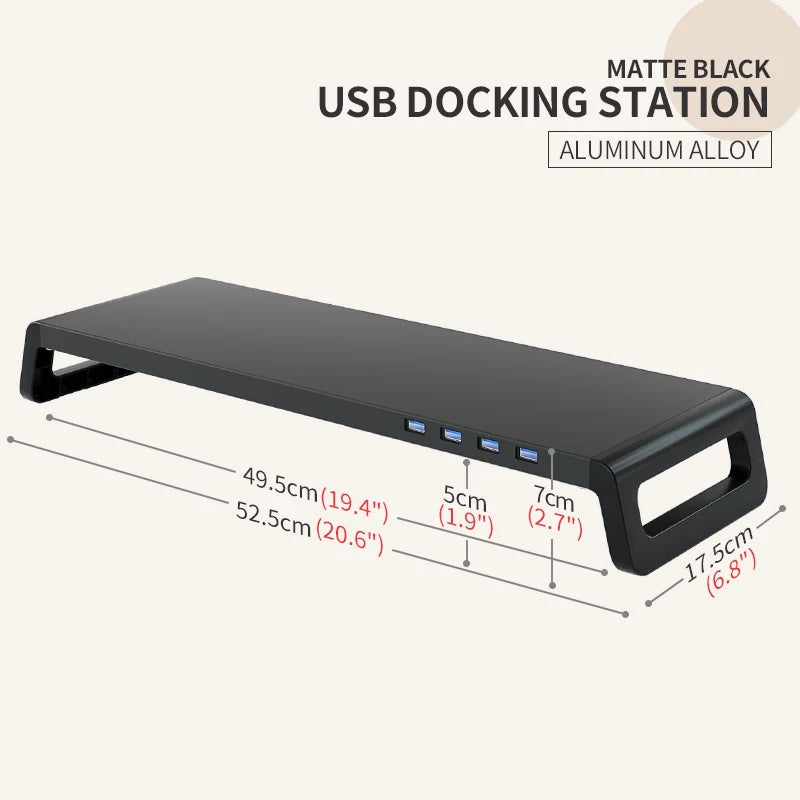 Aluminium monitor stand riser with USB 3.0 hub, view 8