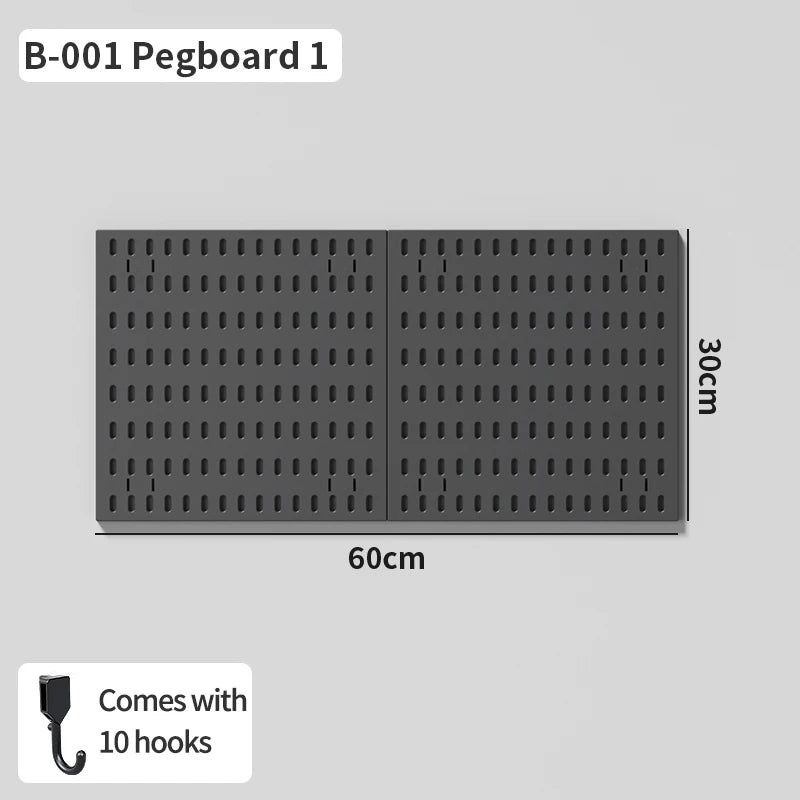 Wall pegboard with hooks, baskets and accessories, view 35