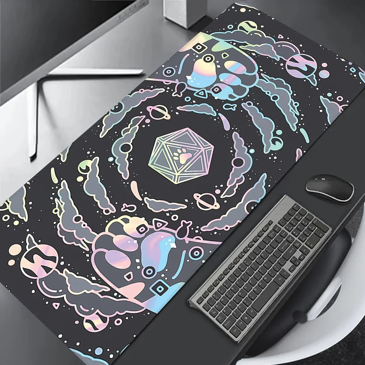 Large desk mat with a cat paw design