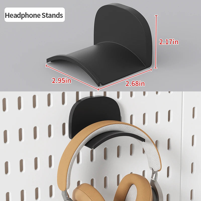 Black gaming pegboard wall organiser with holders, view 30