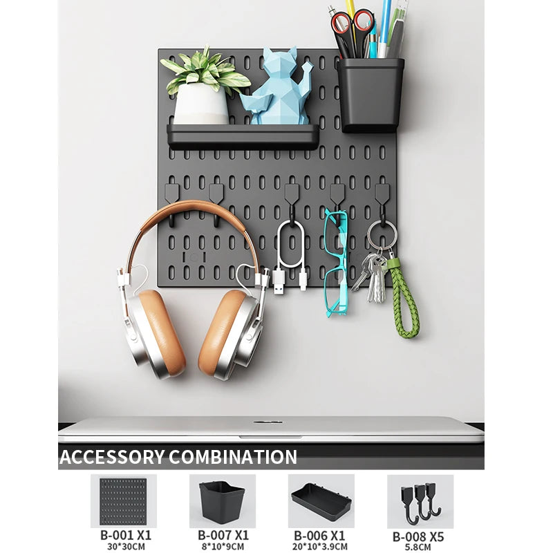 Wall pegboard with hooks, baskets and accessories, view 40