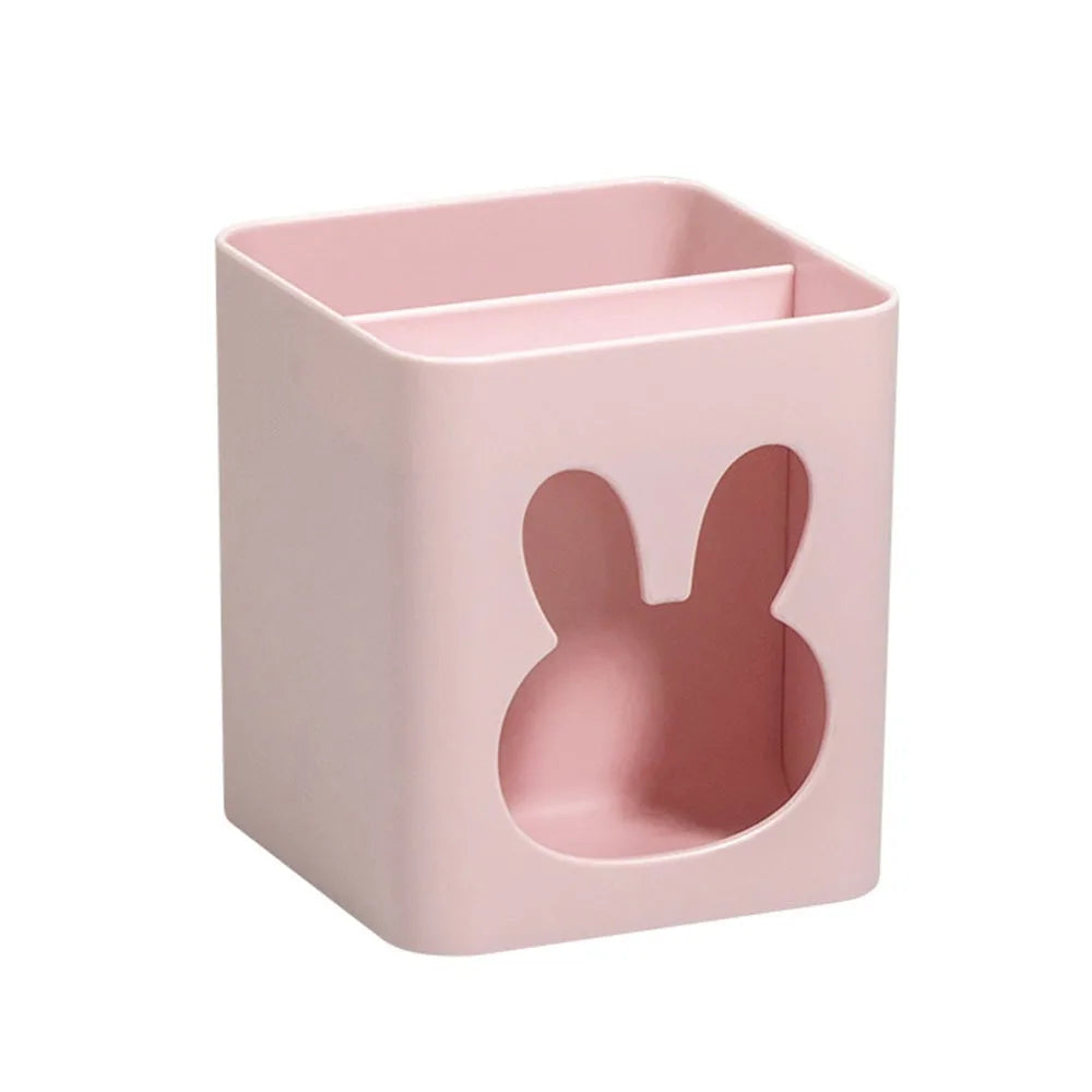 Round plastic pen holder with a small bear design, view 7