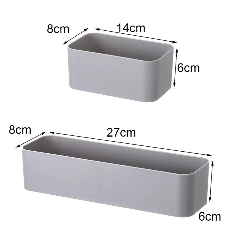 Adhesive wall mounted storage box in grey or white, view 3