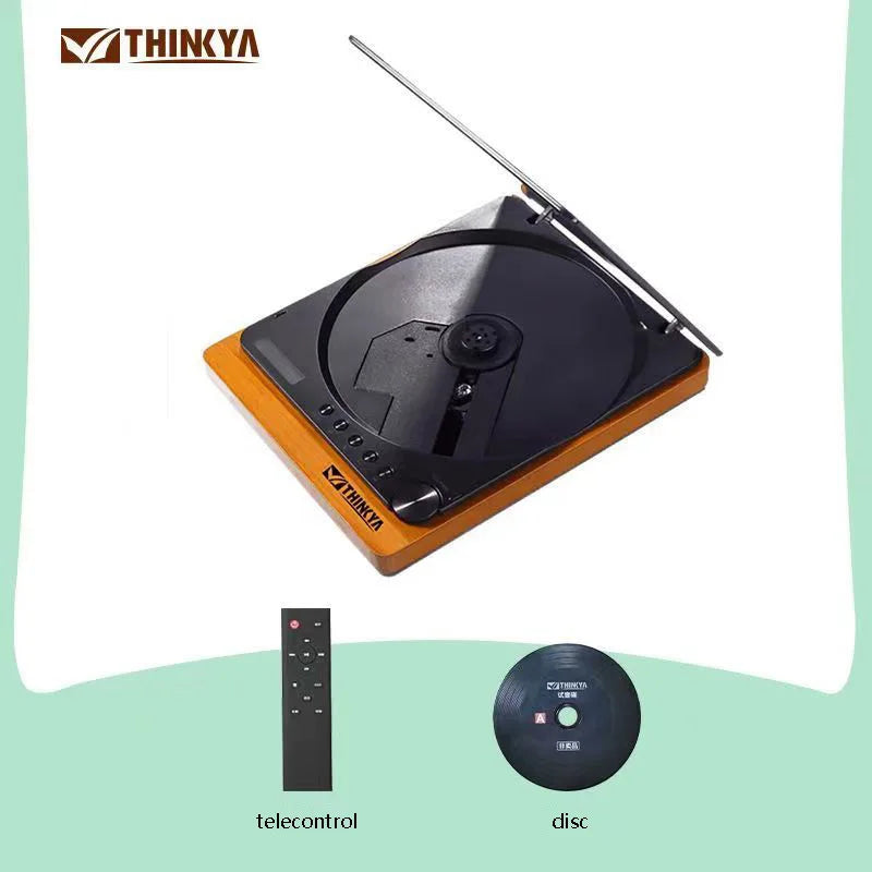 Wooden desktop CD player with a translucent dust cover, view 8