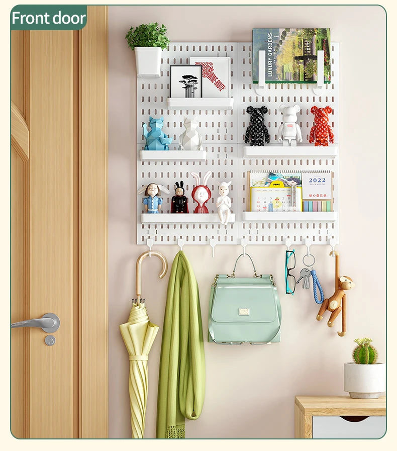 Wall pegboard with hooks, baskets and accessories, view 8
