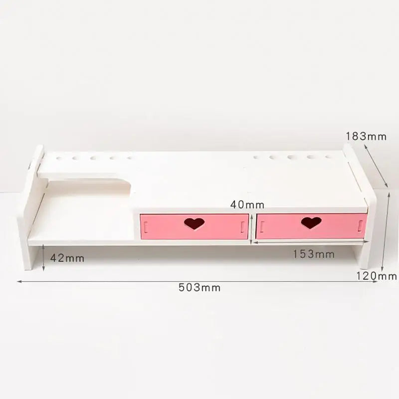 Monitor riser with drawers in pink or white, view 9