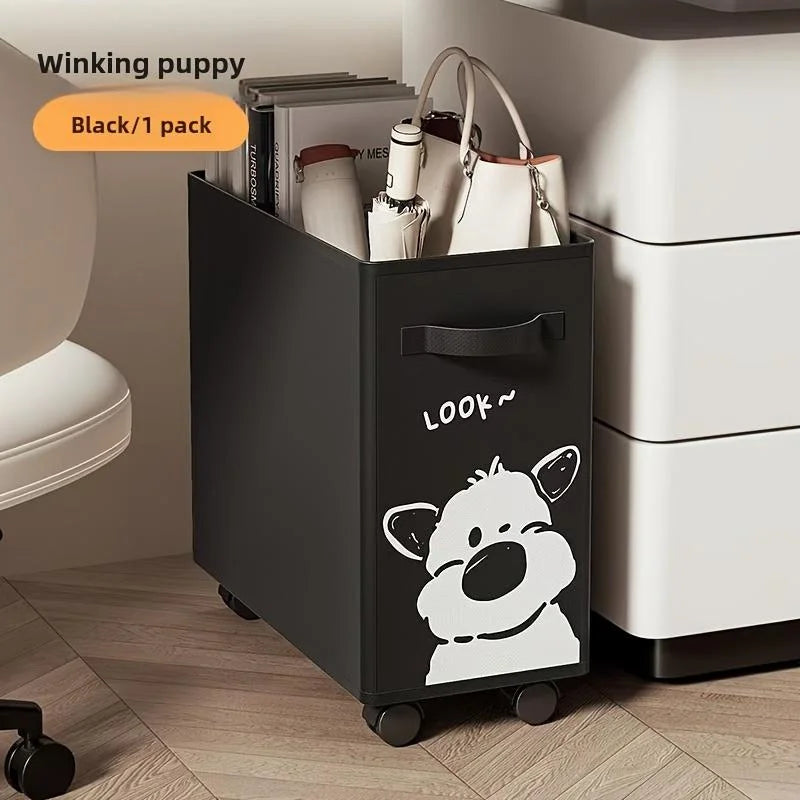 Wheeled under desk storage cart in white or black, view 9