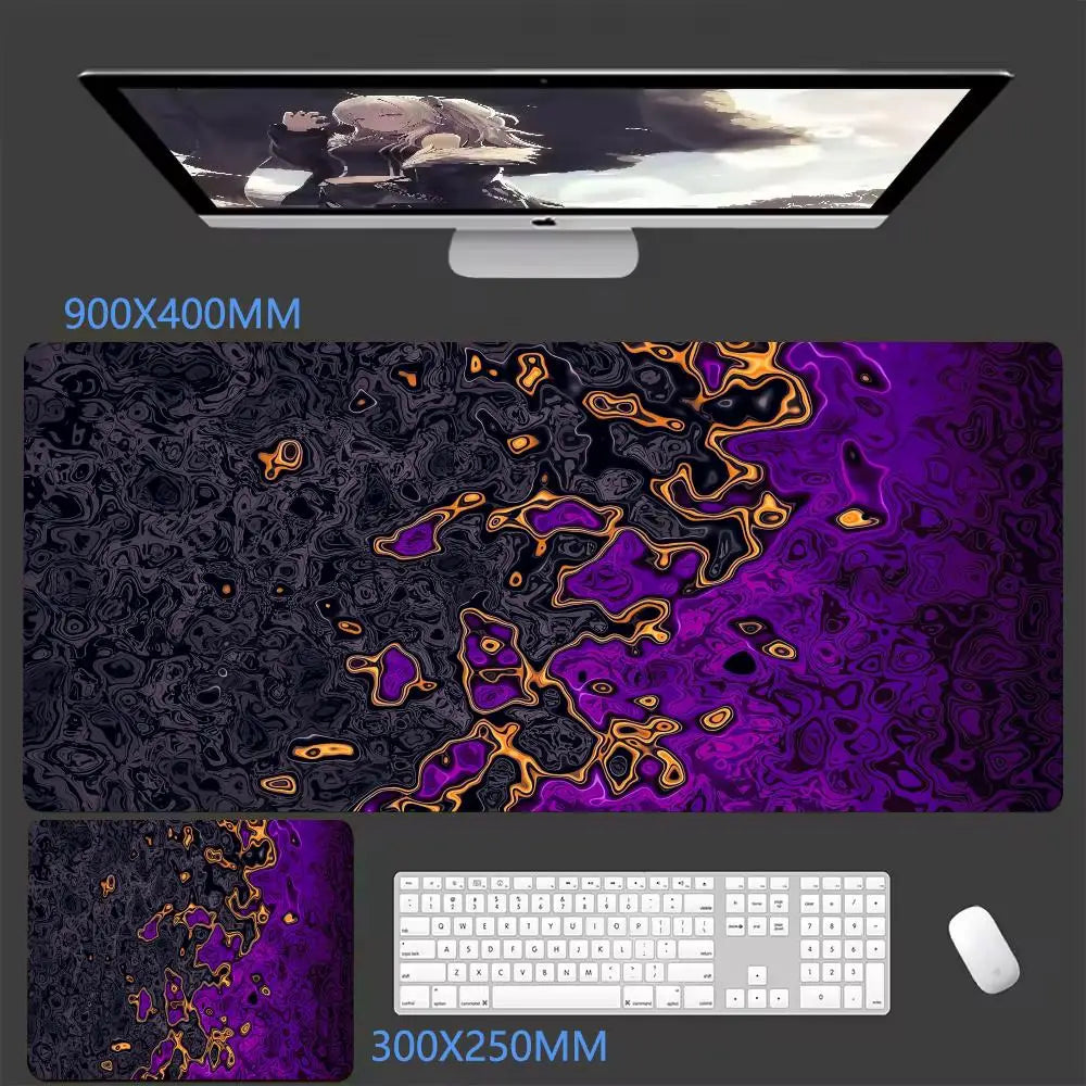 Black XXL desk mat with a wave print, view 13