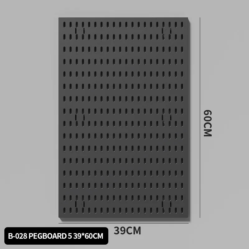 Black gaming pegboard wall organiser with holders, view 39