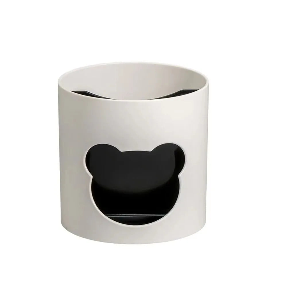 Round plastic pen holder with a small bear design, view 10