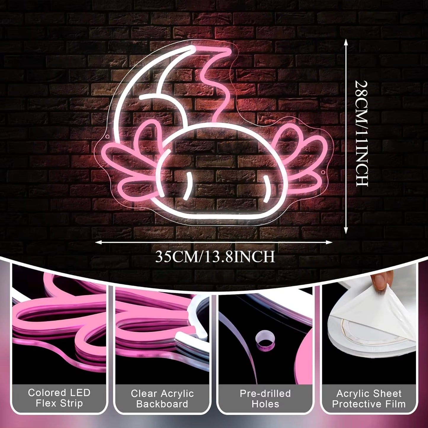 USB powered axolotl LED neon light installation
