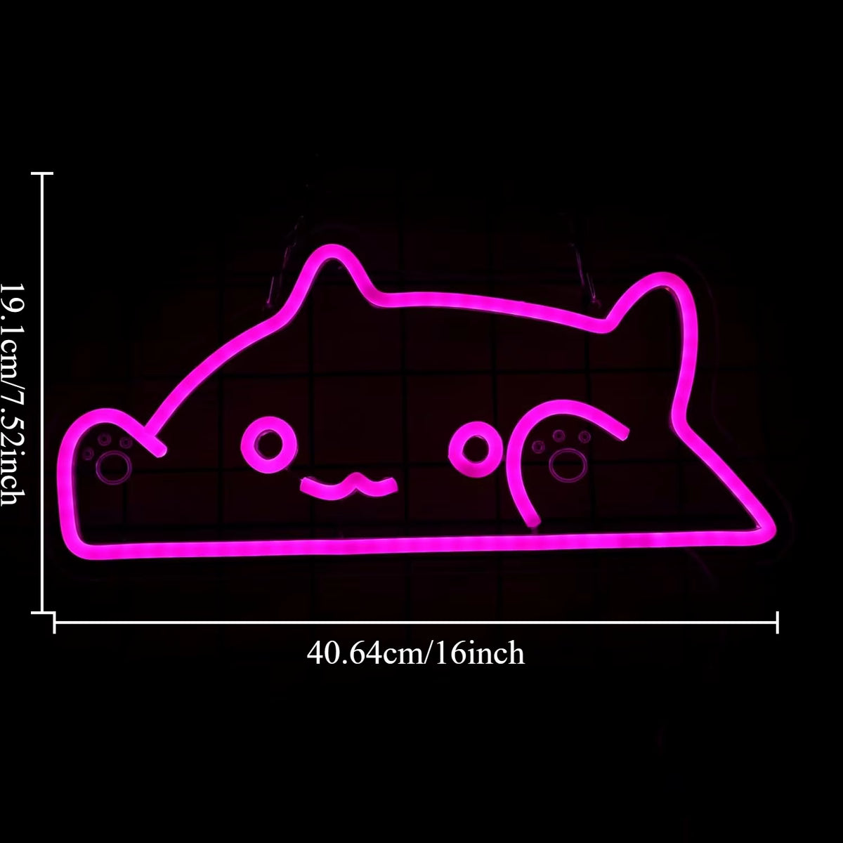 Aesthetic bongo cat neon light bedroom wall art