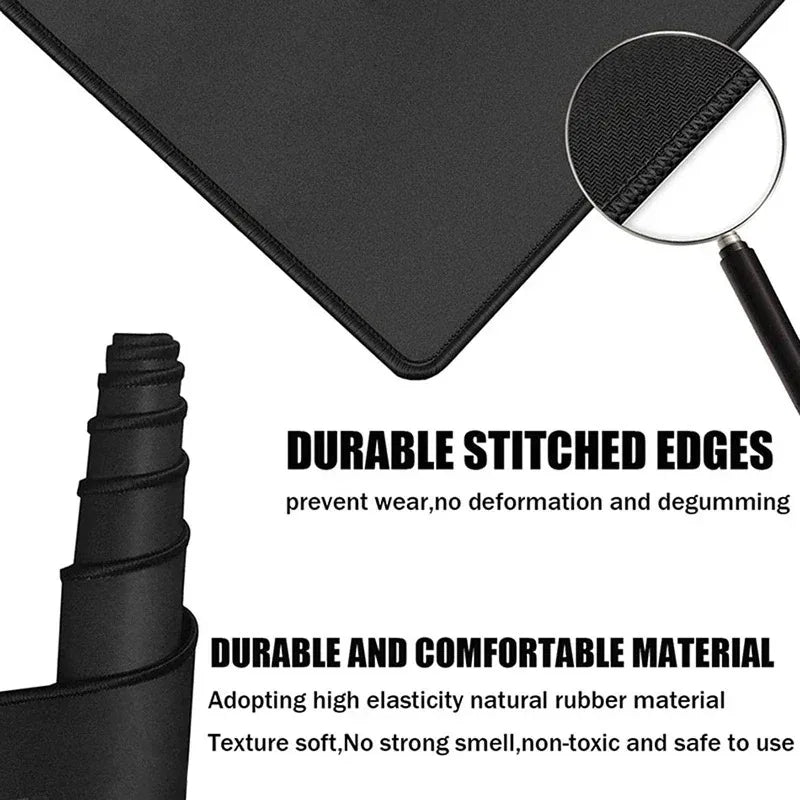 Black desk mat with a purple cherry blossom design, view 4