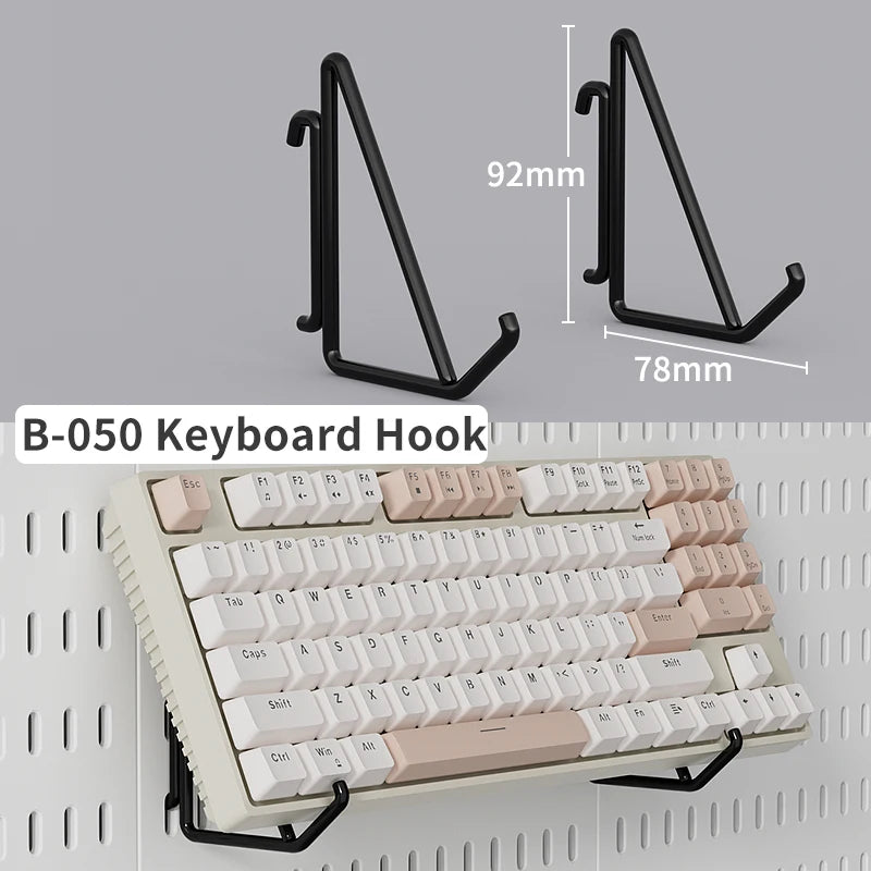 Black gaming pegboard wall organiser with holders, view 35