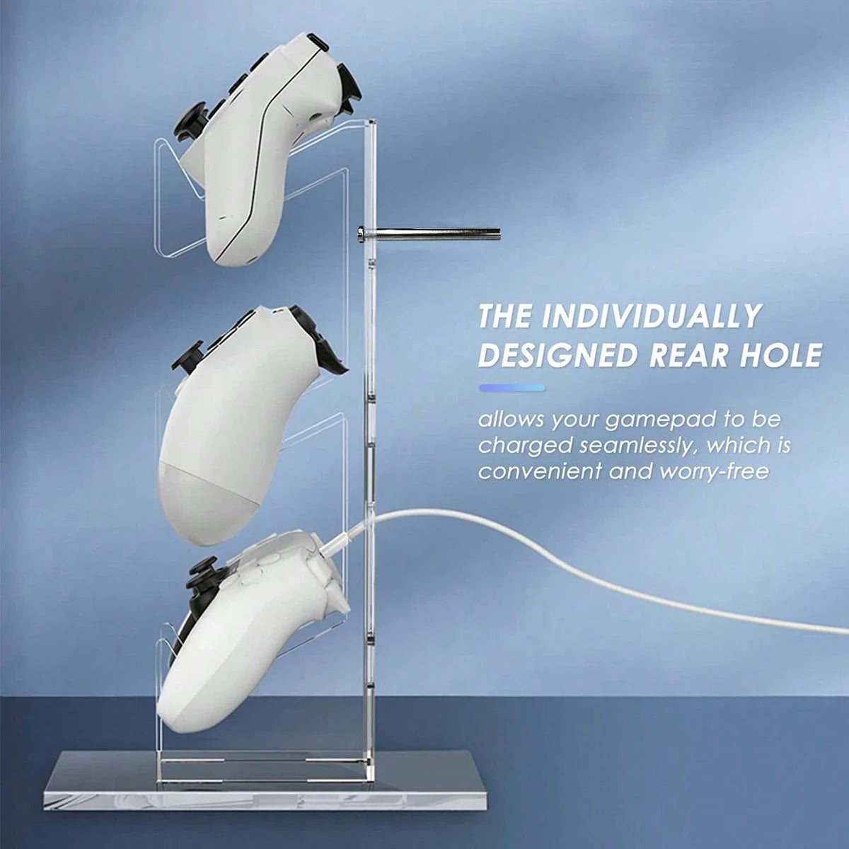 Three tier controller and headphone holder, view 4