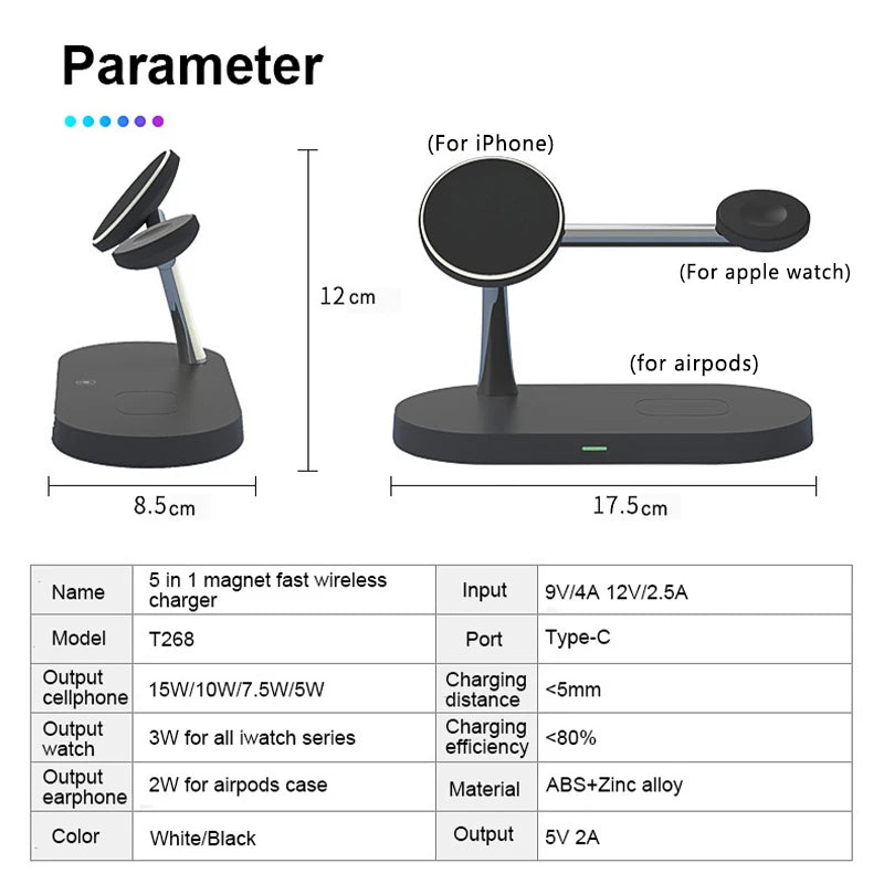 3 in 1 magnetic wireless charging station, view 5