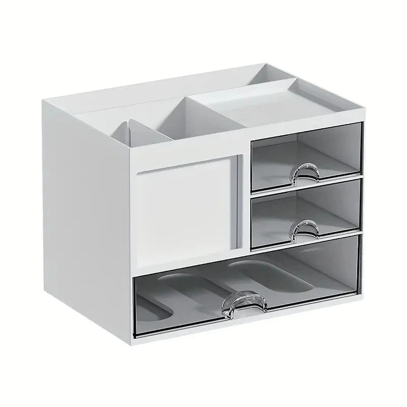 Plastic pen holder with drawers, desktop stationery organiser, view 5