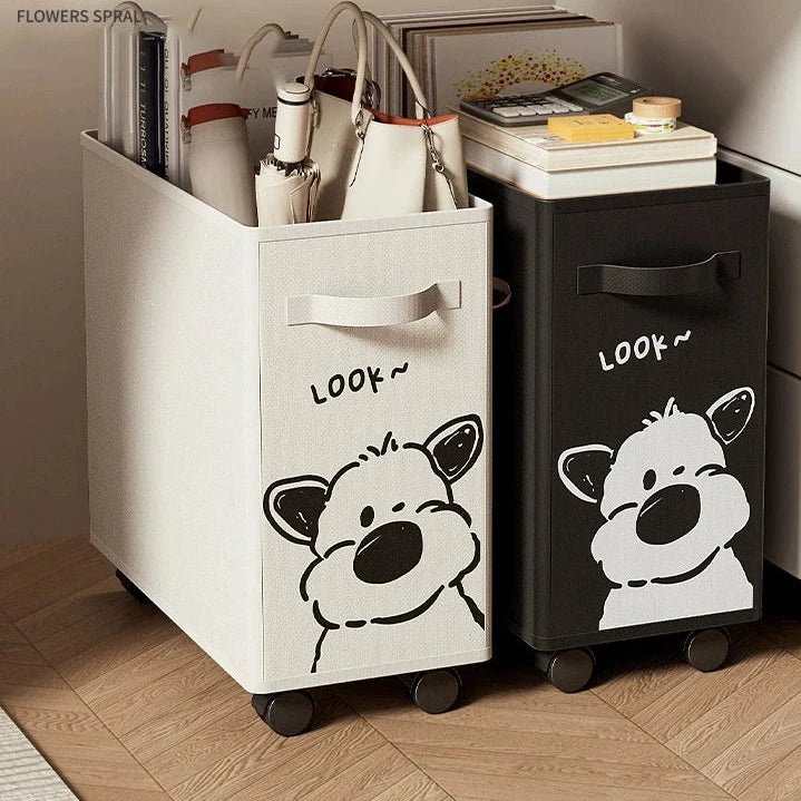 Wheeled under desk storage cart in white or black