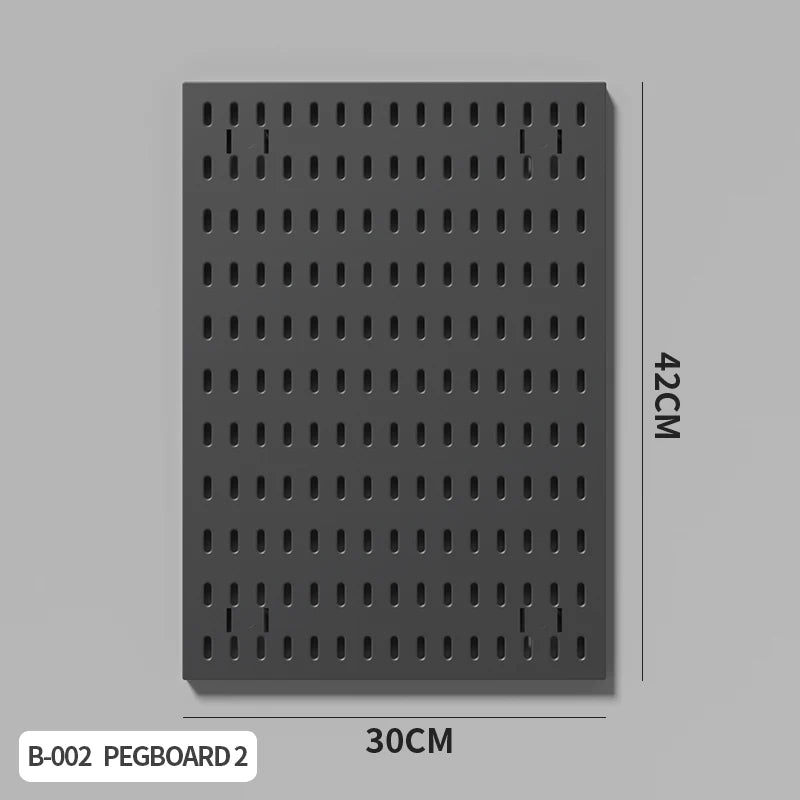 Black gaming pegboard wall organiser with holders, view 60