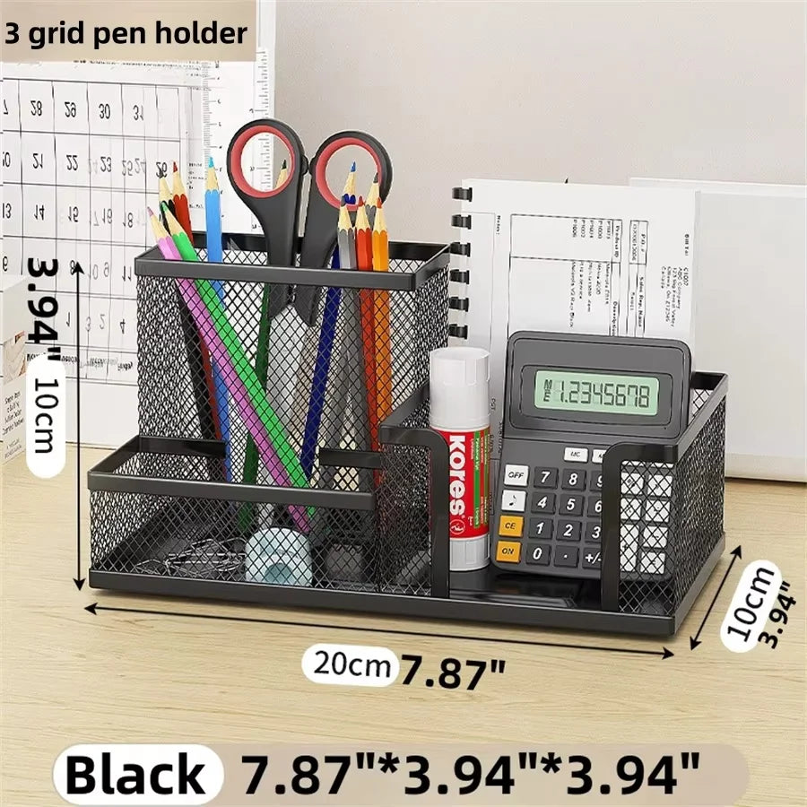 Black metal mesh desk organiser, view 7