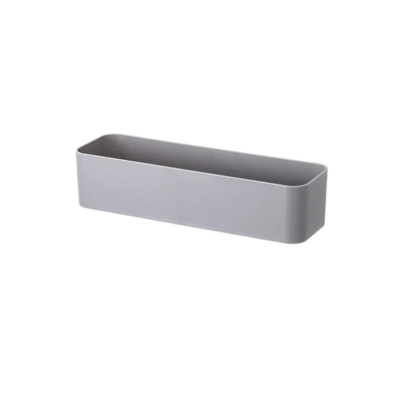Adhesive wall mounted storage box in grey or white, view 9
