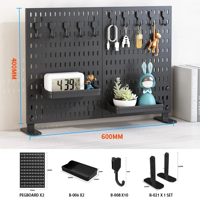 Tilt shelf accessory on the pegboard organiser