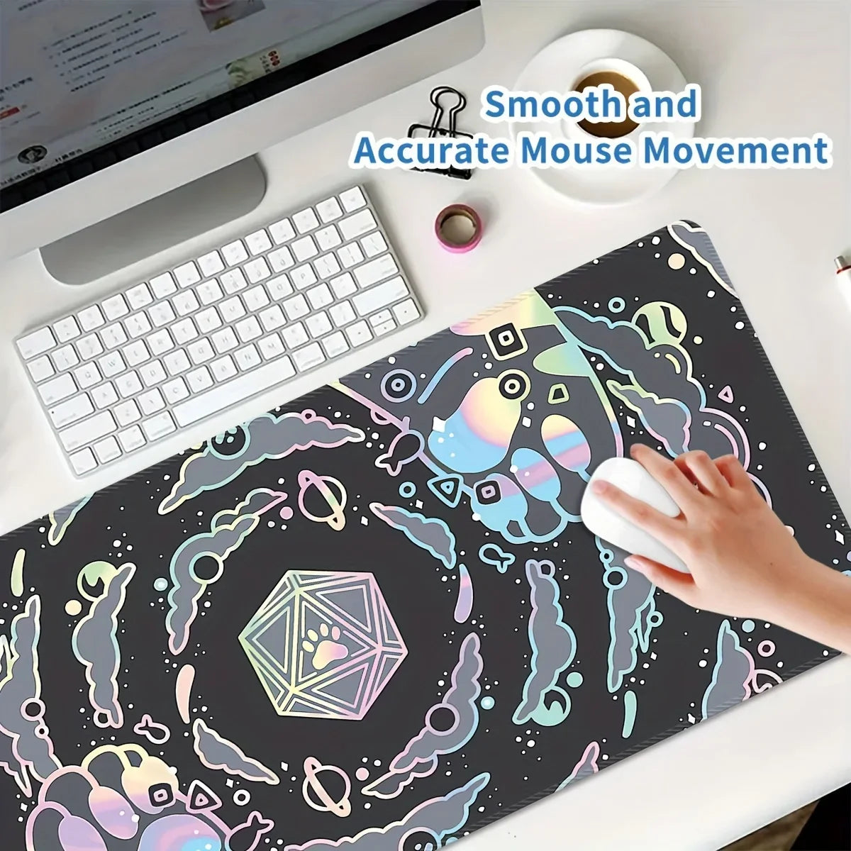 Large desk mat with a cat paw design, view 4