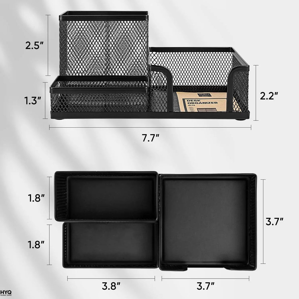 Black metal mesh desk organiser, view 6