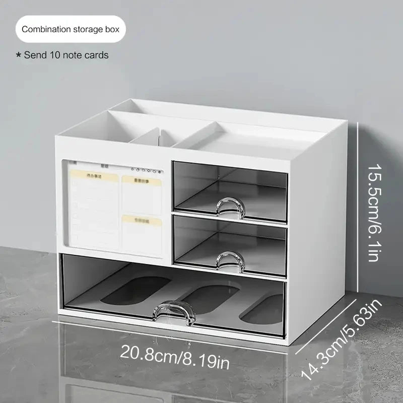 Plastic pen holder with drawers, desktop stationery organiser, view 6