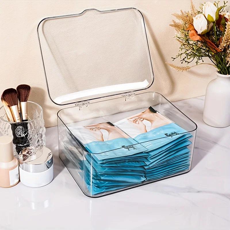 Clear acrylic clamshell storage box with flip lid, view 3