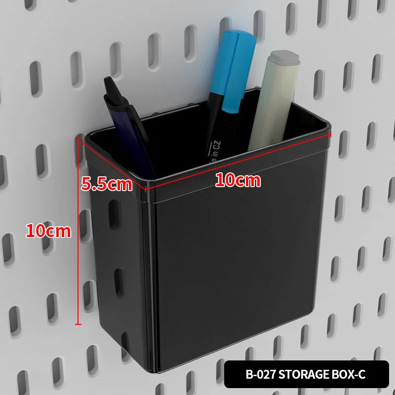 Black gaming pegboard wall organiser with holders, view 27