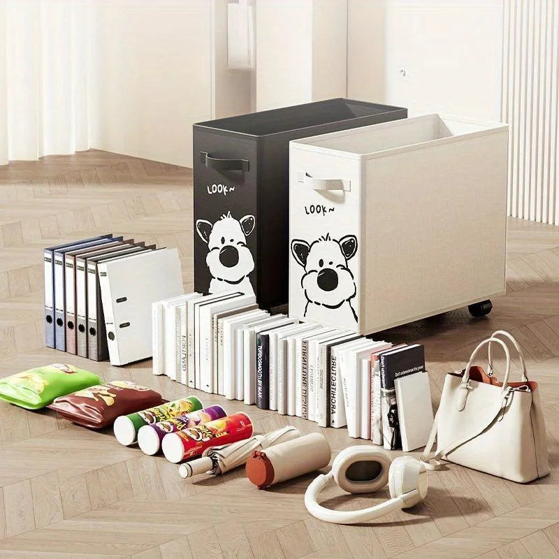 Wheeled under desk storage cart in white or black, view 6