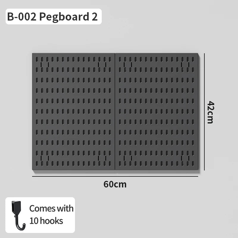 Wall pegboard with hooks, baskets and accessories, view 46