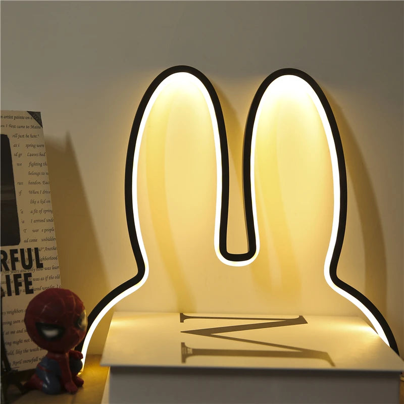 Adorable white rabbit ear LED lamp for kids room