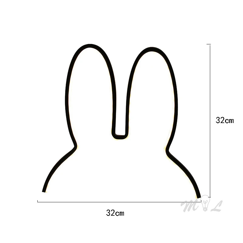 Rabbit night light in black and white color options